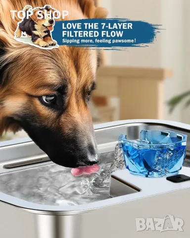 PETNF 3 галона Голям воден фонтан за домашни любимци с 2 филтъра, снимка 4 - За птици - 49627311