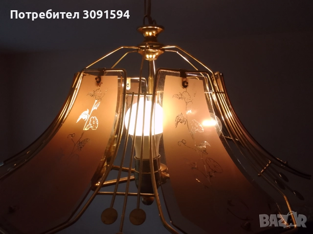 Винтидж полюлей месинг стъкло , снимка 3 - Антикварни и старинни предмети - 52037993