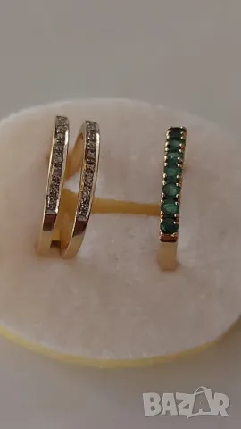 Златен пръстен с изумруди и брилянти, снимка 4 - Пръстени - 49774859