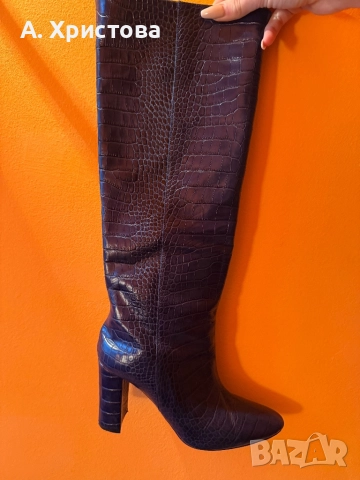 Дамски ботуши крокодилска кожа тъмносиньо, снимка 2 - Дамски ботуши - 52630563