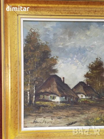 Пейзажна маслена картина върху платно с подпис  , снимка 3 - Картини - 53874457