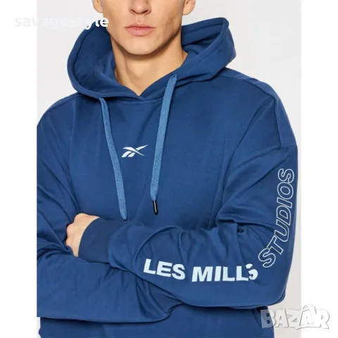 Мъжко спортно горнище REEBOK Les Mills Dreamblend Hoodie Blue, снимка 3 - Спортни дрехи, екипи - 47668788