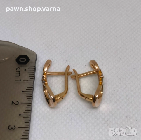 Елегантни златни обеци 585 с фианити – 5,30 г, снимка 6 - Обеци - 51408325