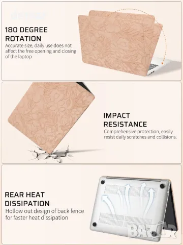 Калъф Ksriylm за MacBook Air 13-инчов, A1932 A2179 M1 A2337, розов, снимка 5 - Калъфи, кейсове - 48419131