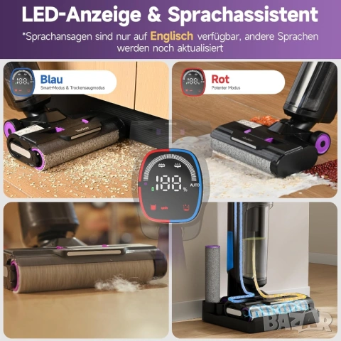 Безжична Прахосмукачка за Сухо и Мокро Redkey W15 с Моп Самопочистване, Двойни резервоари, 3 Режима!, снимка 4 - Прахосмукачки - 54174096