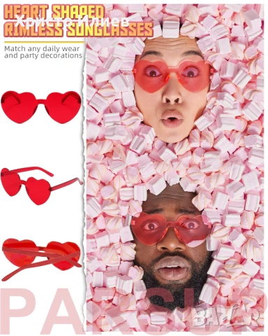 Очила във формата на сърце за парти фотосесия 14броя, снимка 4 - Слънчеви и диоптрични очила - 53333617