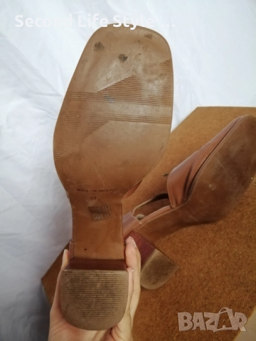 Emilio Salvatini номер 40 дамски елегантни обувки на ток; естествена кожа; цвят карамел, снимка 9 - Дамски елегантни обувки - 52877995