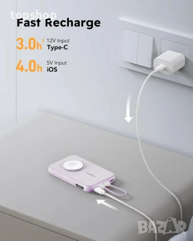 НОВА външна батерия VEGER 10000mAh, 20W за iPhone 15/14/13 Pro Max, Sumsang, Apple Watch, Розова, снимка 6 - Външни батерии - 50542570