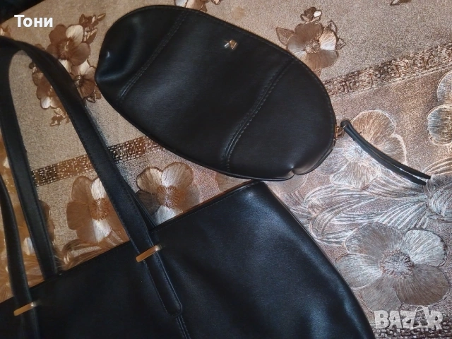 ANNA FIELD Оригинал Нова Кожена Дамска Голяма Чанта с Кожен Несесер, снимка 11 - Чанти - 53759537