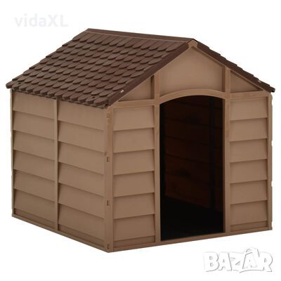 vidaXL Кучешка колиба, кафява, 71x71,5x68 см, РР（SKU:316180, снимка 1 - Други стоки за животни - 45915780