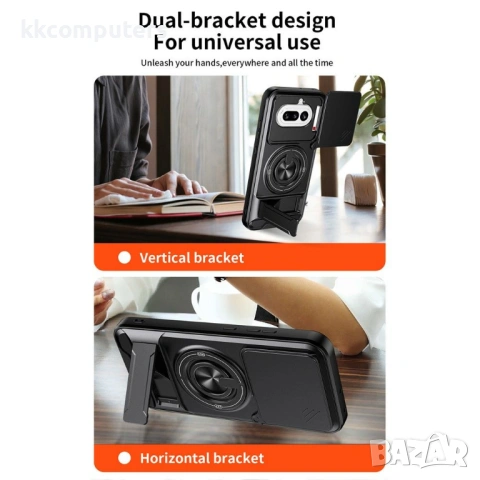 Магнитен Калъф за Nothing Phone (4a) с Пръстен и Капаче за Камера - PC+TPU, 360° стойка, 5 цвята, снимка 16 - Калъфи, кейсове - 54087390