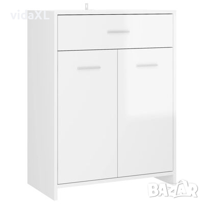 vidaXL Шкаф за баня, бял гланц, 60x33x80 см, ПДЧ（SKU:805030, снимка 1 - Шкафове - 44991594