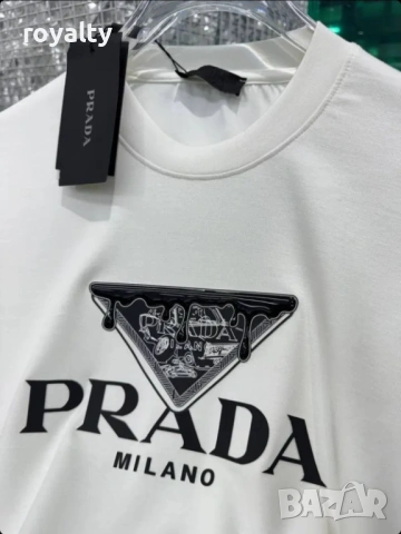 Prad🅰️ Нова Бяла Мъжка Тениска Прад🅰️, снимка 2 - Тениски - 54057630