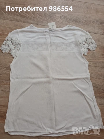 Нова бяла блуза с къс ръкав тениска размер S, снимка 2 - Тениски - 51158028