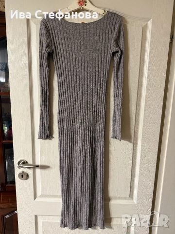 Елегантна сива миди midi дължна дълга рокля с цепка zara Zara Зара , снимка 2 - Рокли - 52806224