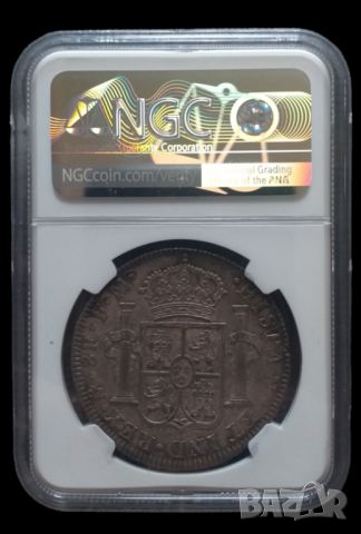 Сребърна монета 8 реала 1792 NGC UNC, снимка 2 - Нумизматика и бонистика - 46351786