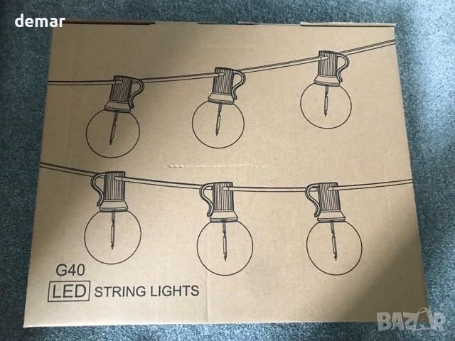 Външни електрически струнни светлини 20 метра, 30+2 G40 LED крушки, удароустойчиви, водоустойчиви, снимка 9 - Външни лампи - 46432937