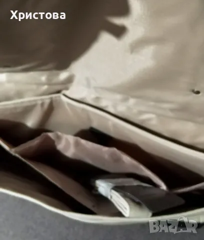 Бежова текстилна чанта за лаптоп , снимка 6 - Части за лаптопи - 49685011