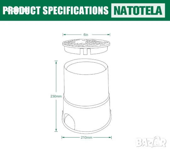 Natotela 6" кръгла вентилна кутия, 6 опаковки HDPE противоплъзгаща спринклерна клапанна кутия, снимка 7 - Други - 49282883