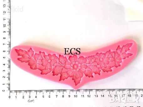  цветя 2 части тип вейнър дантела дантелени силиконов молд форма фондан декор торта, снимка 2 - Форми - 46245759