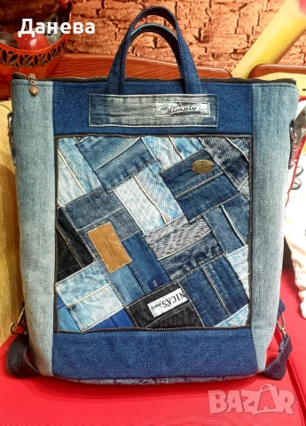 Дамска раница-чанта от дънков плат , снимка 3 - Раници - 50582971