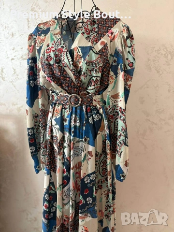 дълга рокля с колан 