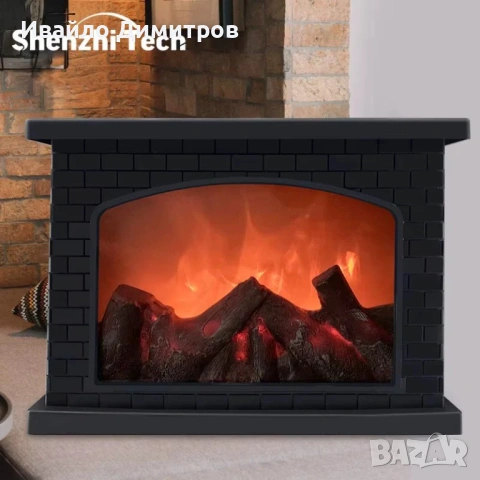 Декоративна електрическа камина, с 3D ефект на пламък, 30x20х10 см, USB захранване и батерии, снимка 2 - Друга електроника - 54217283