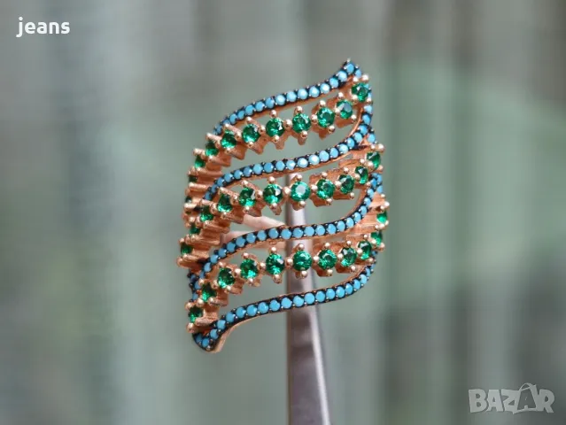 Сребърен пръстен с розово покритие 175722, снимка 3 - Пръстени - 50324983