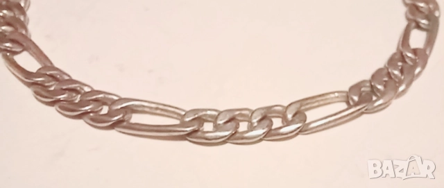 Сребърна гривна с плетка тип Олекотено Фигаро / Картие (Light Figaro), снимка 2 - Гривни - 52381713