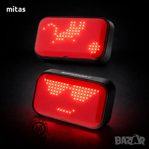 Задна SMART EMOJI LED стоп светлина за велосипед IGPSPORT ET6, USB-C, IPX7, Bluetooth