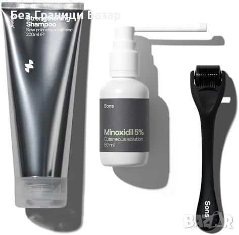 Нов Комплект за Растеж на Коса с Minoxidil DHT Шампоан Дермаролер за мъже