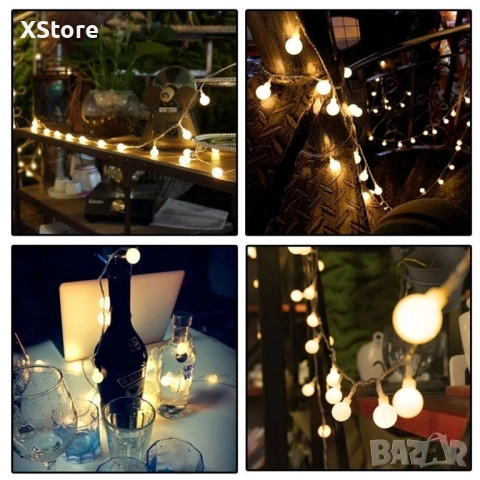 Светещи коледни LED лампички със звездички с щепсел., снимка 3 - Лед осветление - 52440105