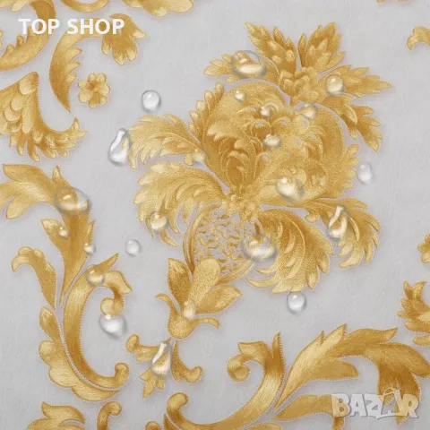 mosegor Gold Damask Ретро релефен нетъкан тапет за декорация, 0,53 x 10 M, снимка 6 - Пана - 49636773