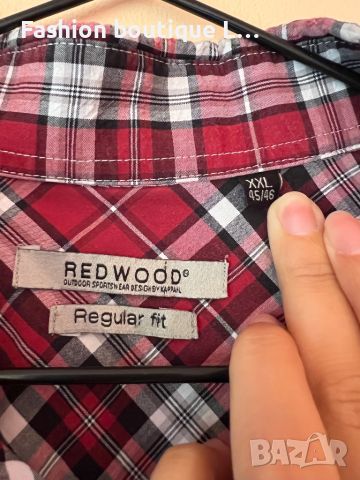 Червена карирана риза XL размер 45/46 марка Red wood ❤️, снимка 4 - Ризи - 46053211