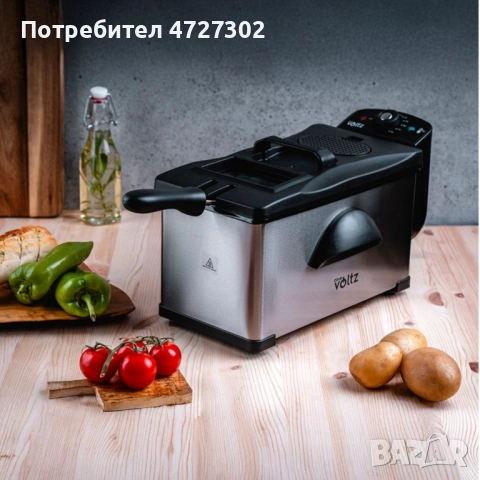 Фритюрник Voltz, 2000W, 2л./ 3л., демонтиращ се съд, капак и филтър,инокс, 2 ГОДИНИ ГАРАНЦИЯ, снимка 4 - Фритюрници - 53418446