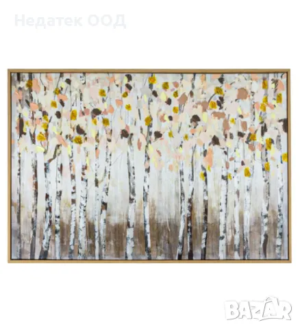 Картина с маслени бои, Абстрактен пейзаж, Дървета, 82x52x2,5 см, снимка 1 - Картини - 46964189