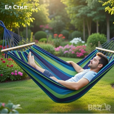 Хамак XXL с възглавница и чанта — максимален комфорт до 250 кг за релакс навън, снимка 7 - Други - 53356356