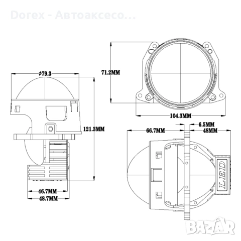 Bi-LED комплект лазерни лупи 3" за вграждане във фарове фарове - 90W, 120W или 156W, снимка 16 - Аксесоари и консумативи - 54196039