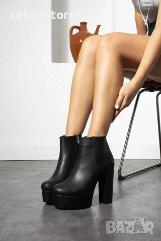Боти на ток - черна кожа - NA100 