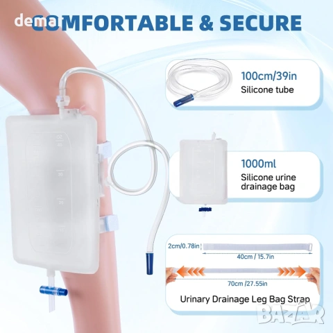 2 бр. торбички за катетър, за многократна употреба за урина, 1000 мл, снимка 3 - Други - 53531272