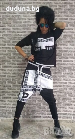 Нов див дамски сет, потури и блуза с деним и трико! Елек 121лв./61,87€. деним., снимка 3 - Комплекти - 52836202