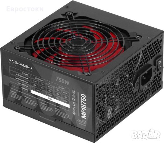 Mars Gaming MPIII750, PC ATX 750W захранване, тиха технология AI-RPM, 85% ефективност, снимка 1 - Захранвания и кутии - 46228271