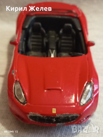 Метална количка Ferrari California за КОЛЕКЦИЯ ДЕКОРАЦИЯ 26534, снимка 2 - Колекции - 53571738