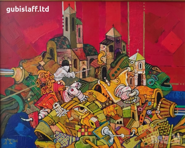 Картина "Двубой", проф. Пл. Легкоступ, 2001 г., снимка 2 - Картини - 51713878