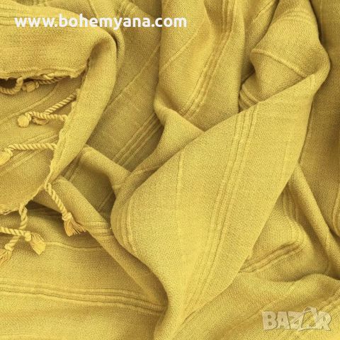 Плажна кърпа от органичен памук HELLO TURCO - жълта, снимка 3 - Хавлиени кърпи - 45419325