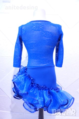 Синя рокля за спортни танци с дантела, снимка 4 - Детски рокли и поли - 45798191