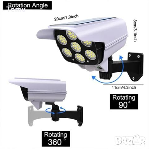 Соларна лампа, имитираща камера за видеонаблюдение/ 3 режима на осветление по избор – режим на слаба, снимка 5 - Соларни лампи - 45689087