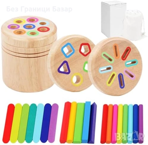 Нова Образователна дървена играчка сортиране цветове с торбичка за малки деца