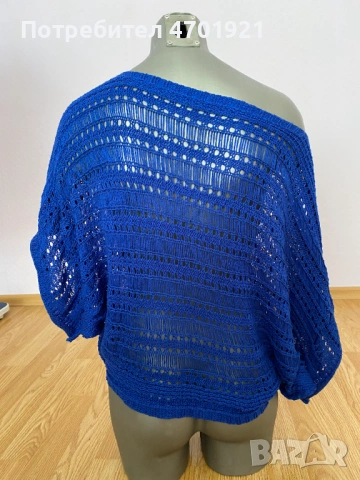 Синя плетена блуза, снимка 8 - Блузи с дълъг ръкав и пуловери - 53215767