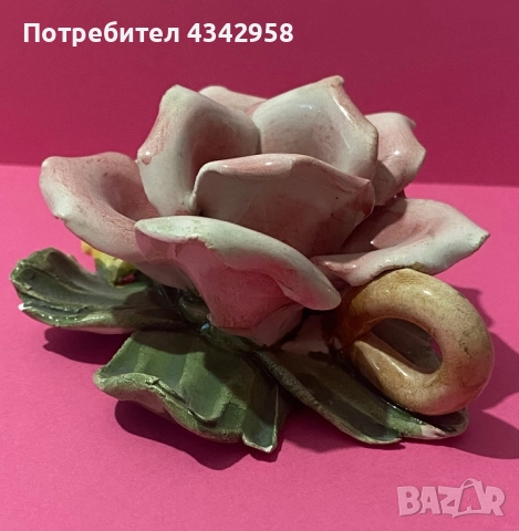  Винтидж порцеланова роза.Италия.(1970-1990), снимка 3 - Антикварни и старинни предмети - 52508548